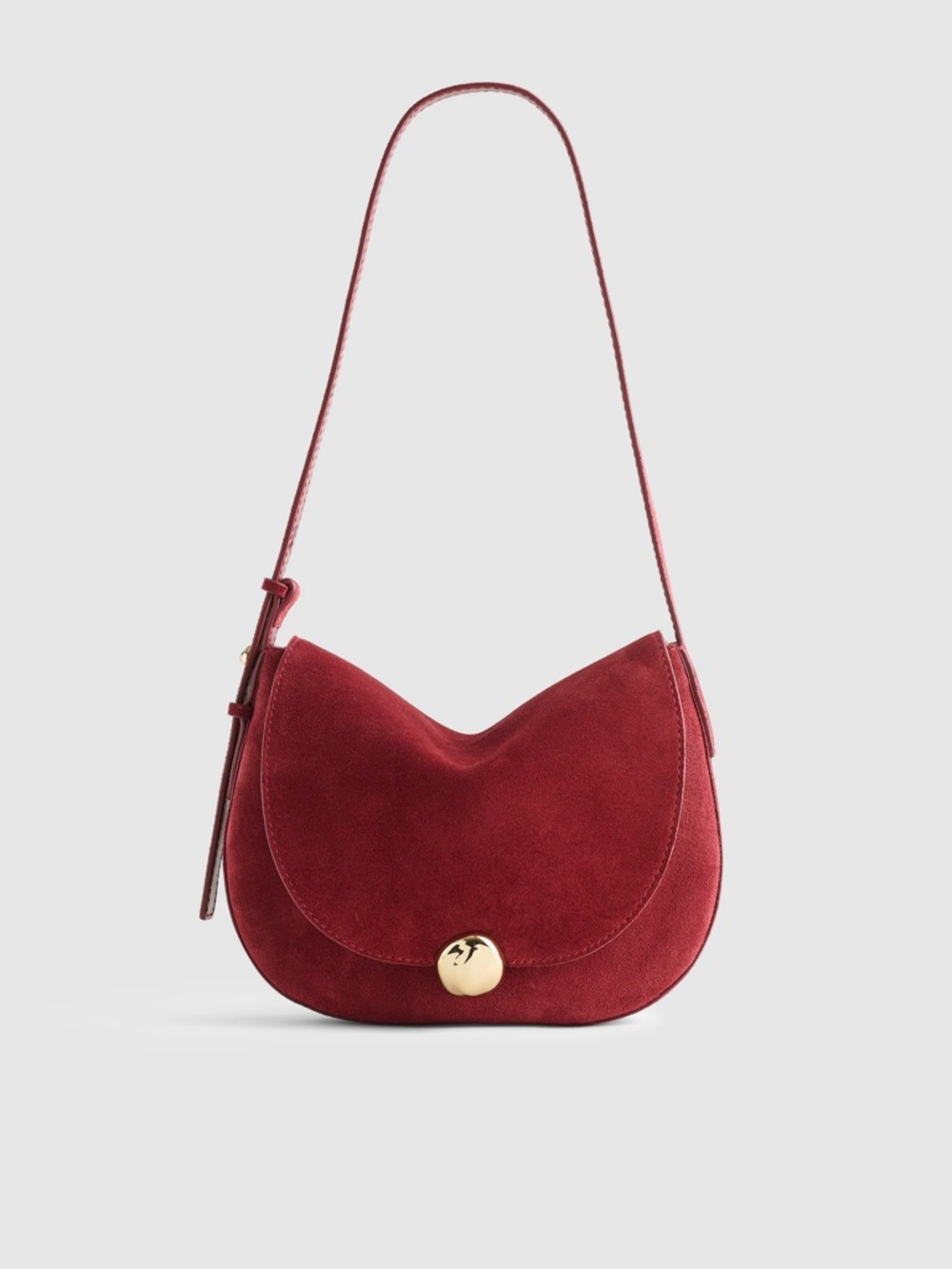NWT Madewell red Cabernet The Dakota Suede Shoulder Bag with Gold Accent